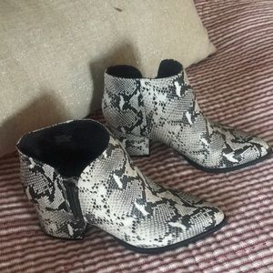 Snake print booties